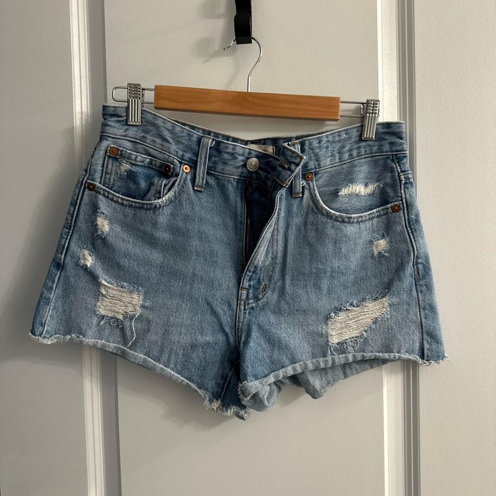 Madewell Light Blue Distressed Jean Shorts